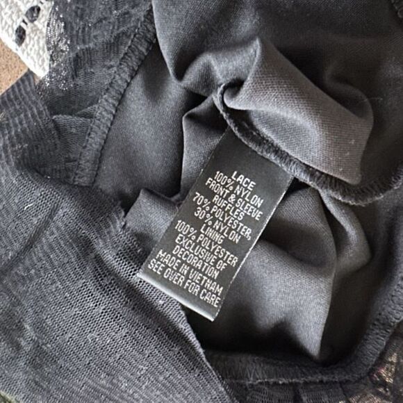 A. Byer Boho Black Sheer Embroidered Bell Sleeve Top  S - Picture 11 of 13